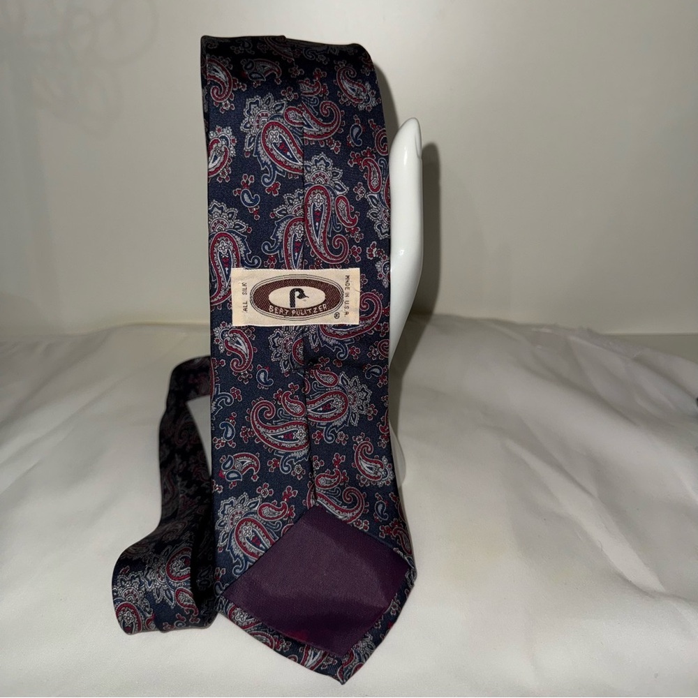 Paisley Patterned blue and Red silk tie